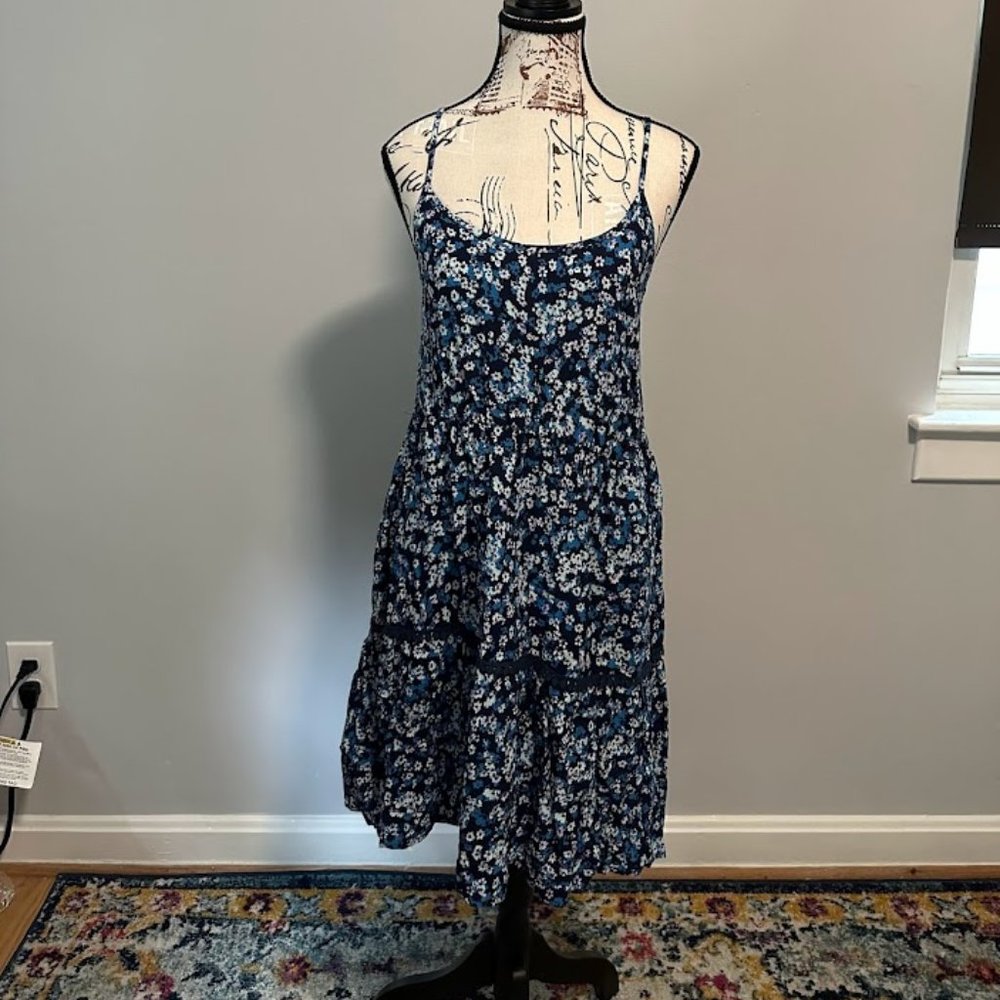 Mossimo Fun Summer Blue Floral Dress - Size L